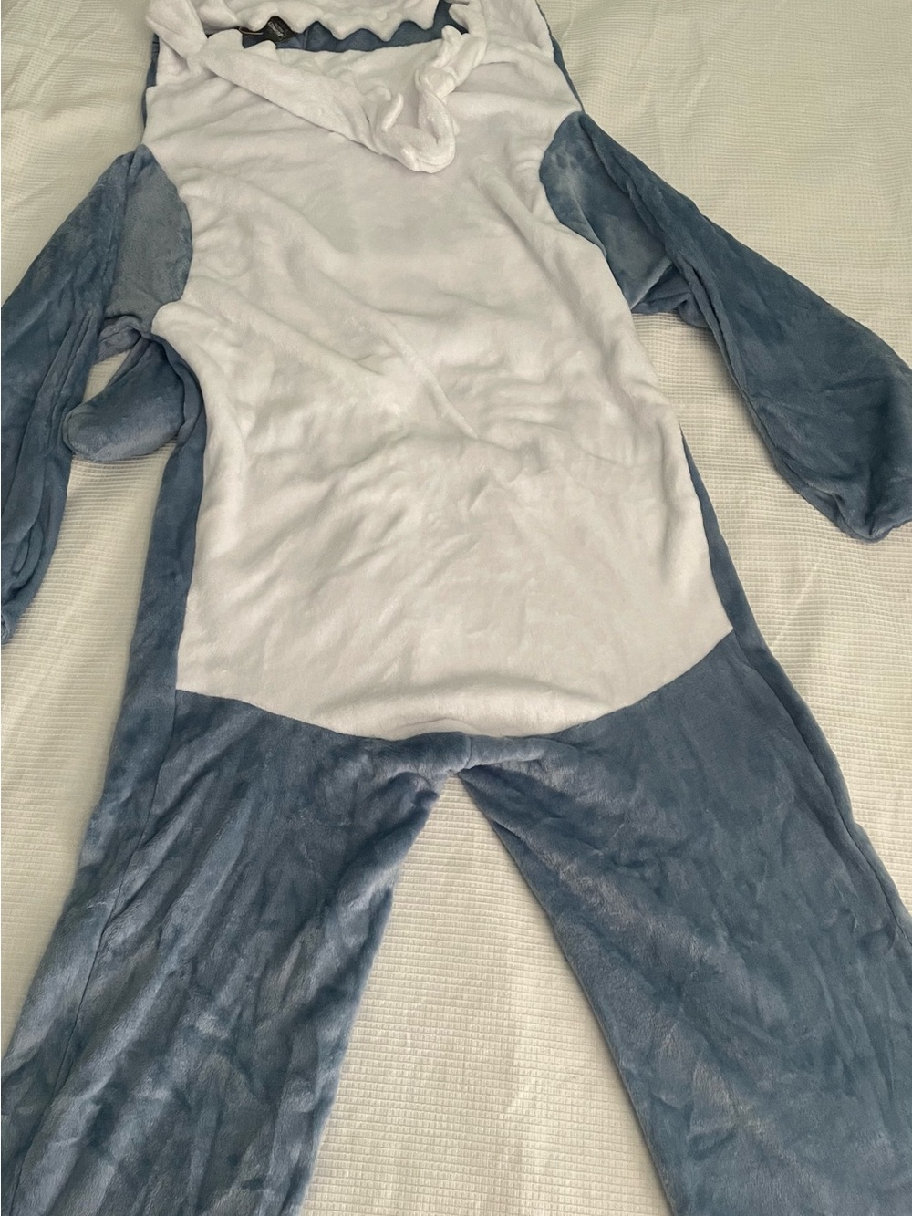 Plush Shark Kids One-Piece Pajama - Blue & White